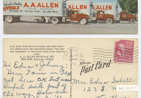 A.A. Allen Postcard